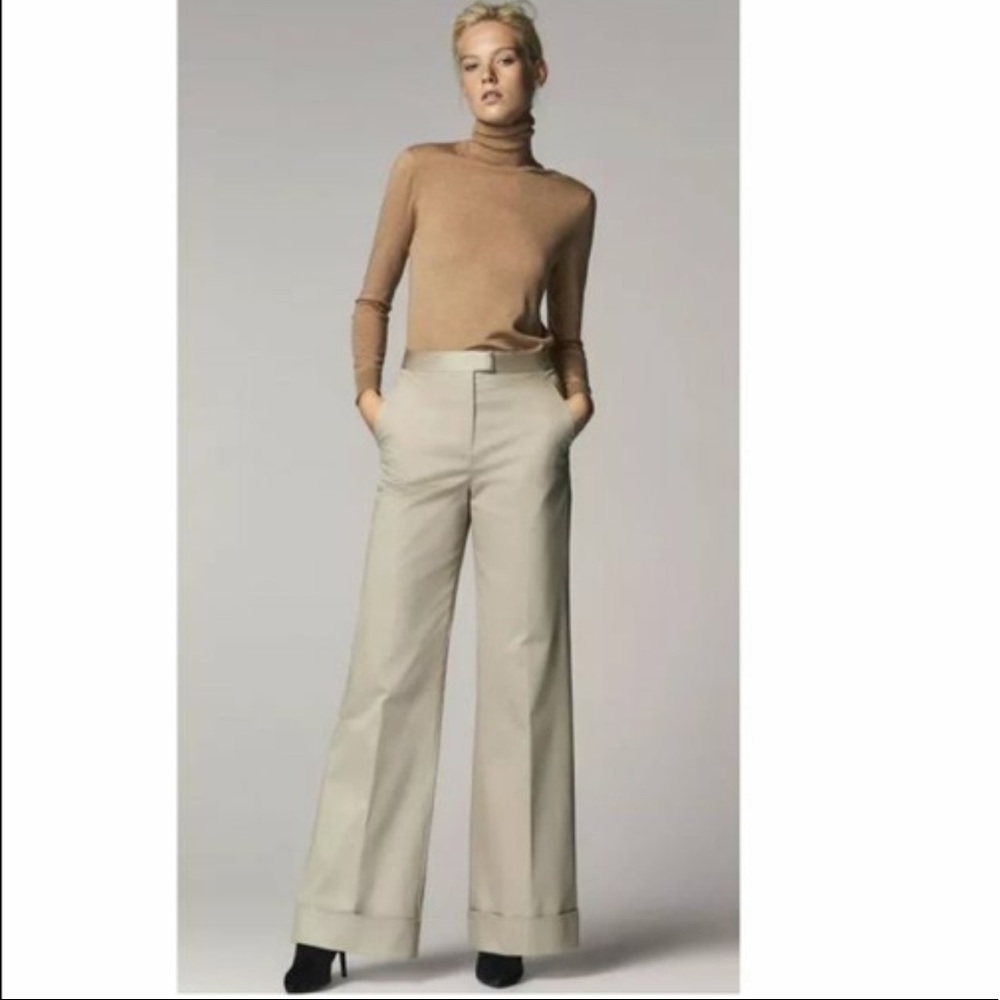 MASSIMO DUTTI WIDE LEG TROUSERS TAN SIZE 2